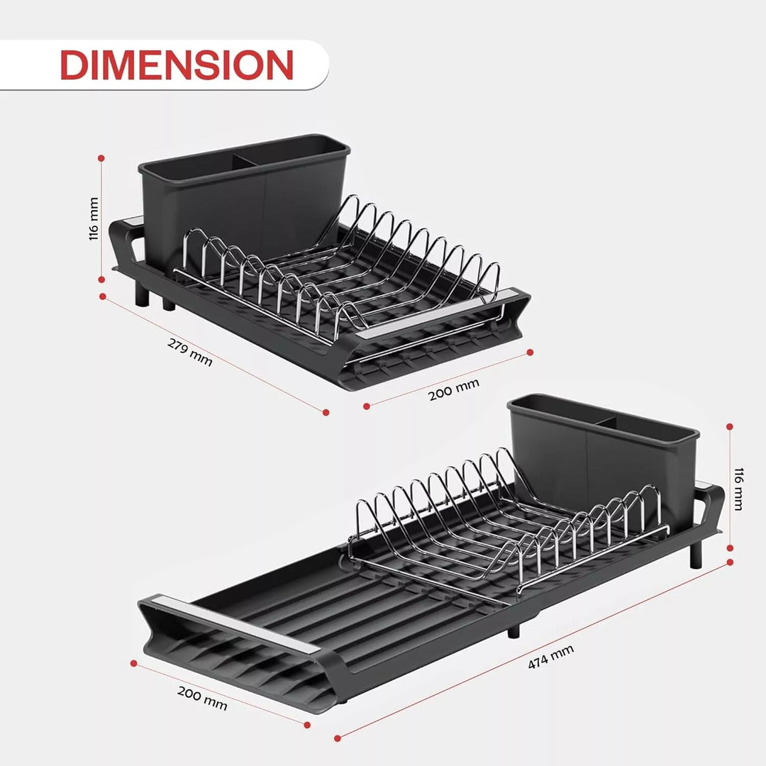 Compact Expanding Dish Rack Black