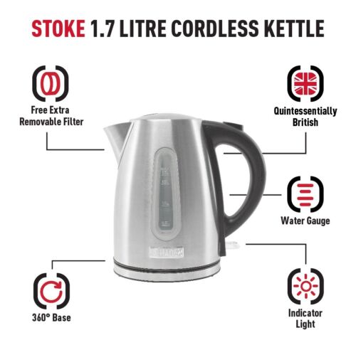 Haden Stoke 1.7L Electric Kettle 3KW Brushed Steel  196842