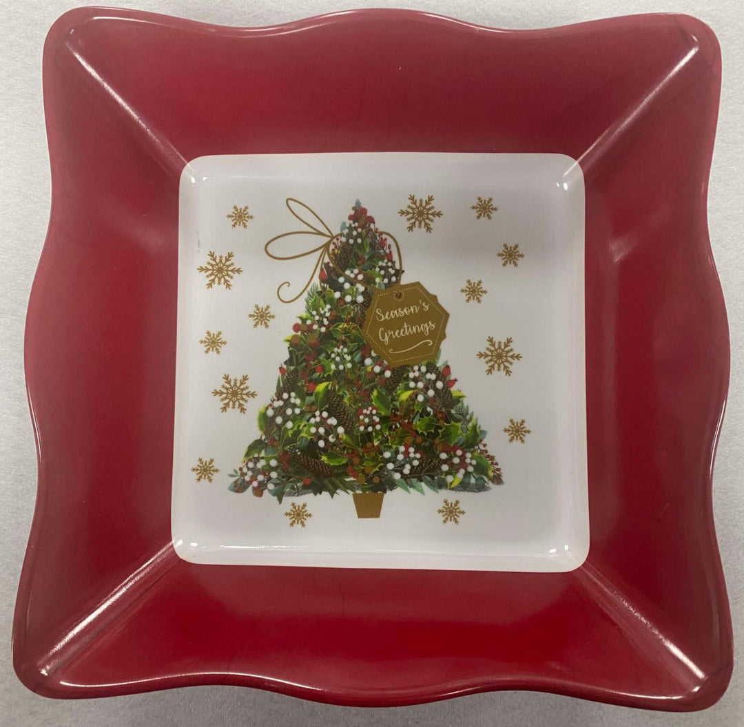 Xmas Melamine Square Wave Bowl 23cmx23cm