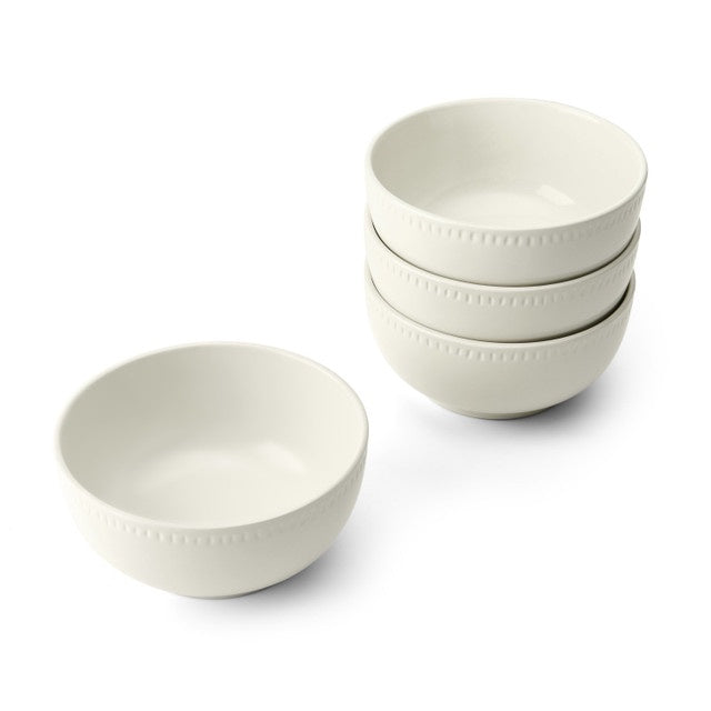 Mikasa Cranborne 4-Piece Stoneware Cereal Bowl Set, 15cm, Cream