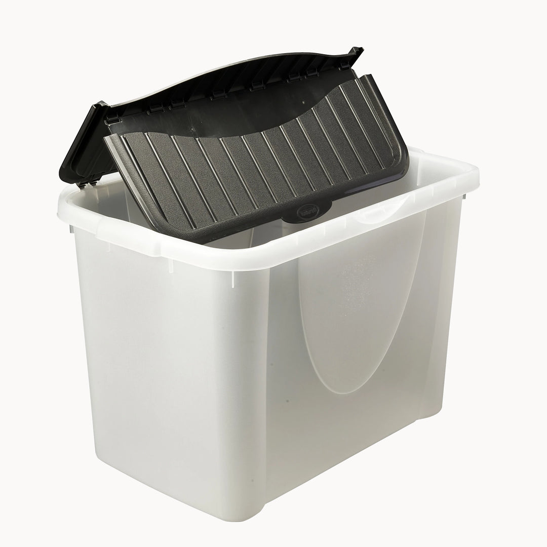 Tontarelli Clear 60L Large Plastic Storage box with Flip Top Lid