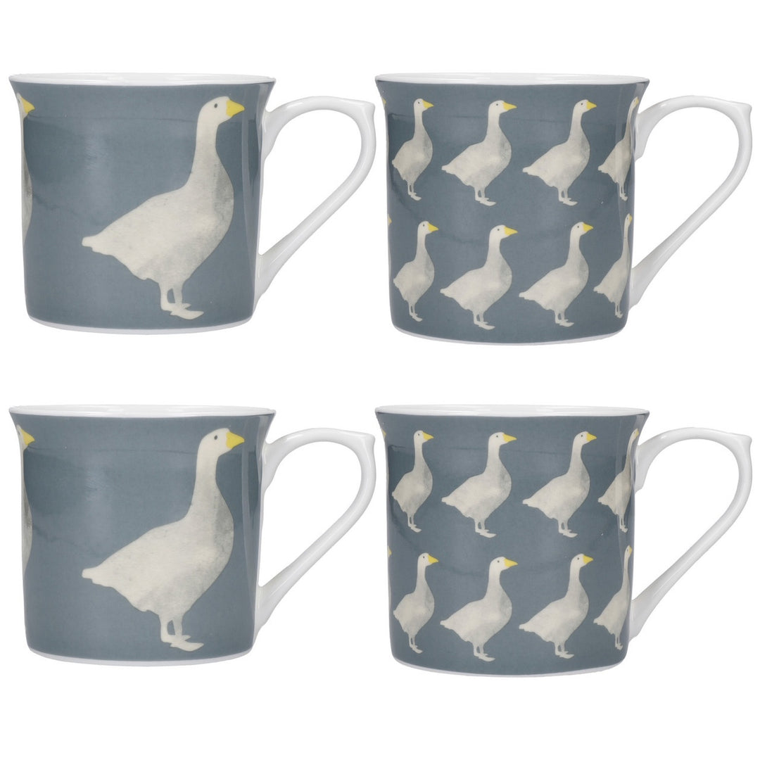 KitchenCraft Fluted Mug Set, Geese Design, Set of 4