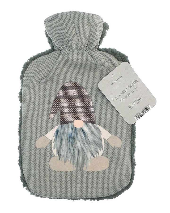 Hot Water Bottle with Printed Plush Sherpa Reverse Cover