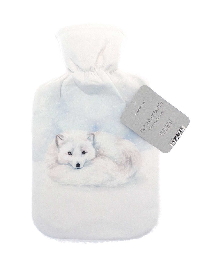 Hot Water Bottle with Printed Plush Sherpa Reverse Cover