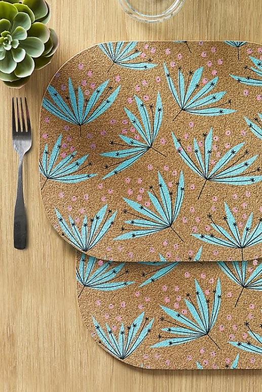 MissPrint Set of 2 Cork Placemats - Wildflowers