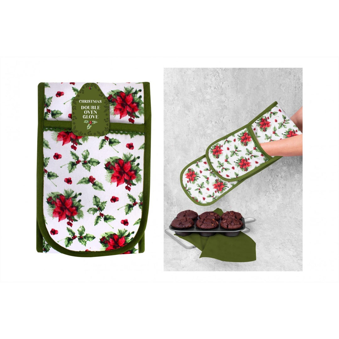 Xmas Holly Double Oven Glove